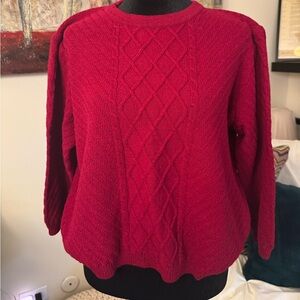 St. John Sport Red Textured Women's Sweater Wool/Rayon Blend Size Small